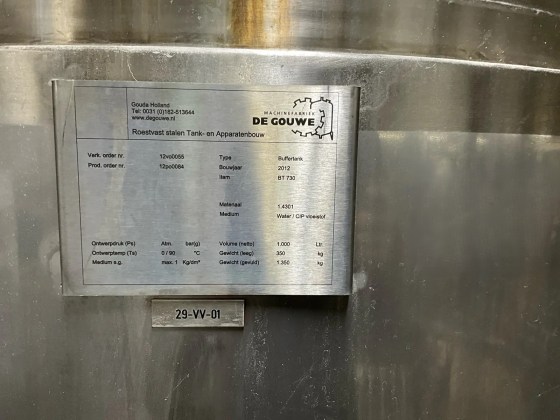 Gouwe 1000 Ltr Jacketed Tank Pic 005